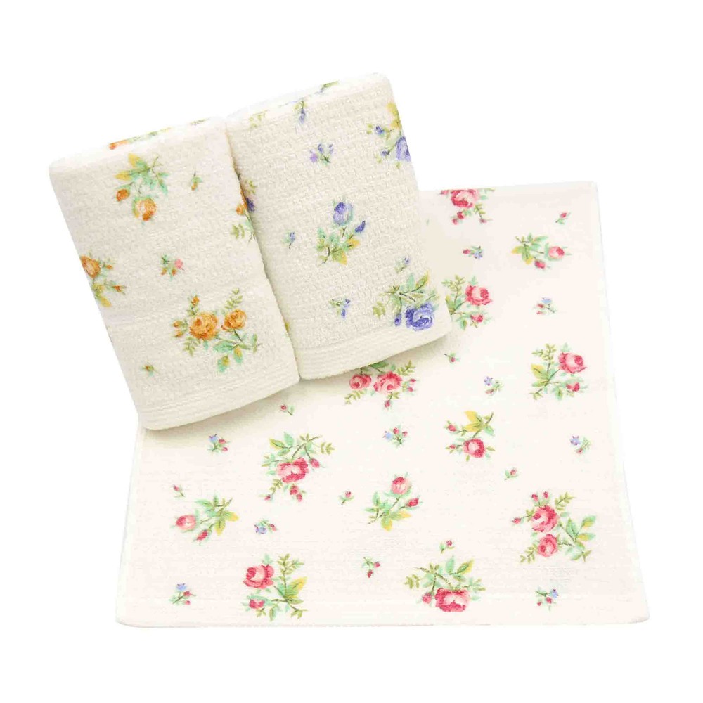 田園玫瑰印花毛巾