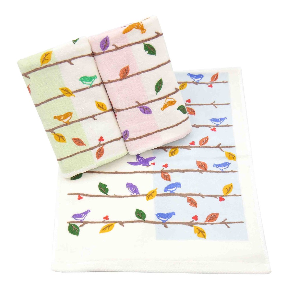 樹枝與小鳥印花毛巾