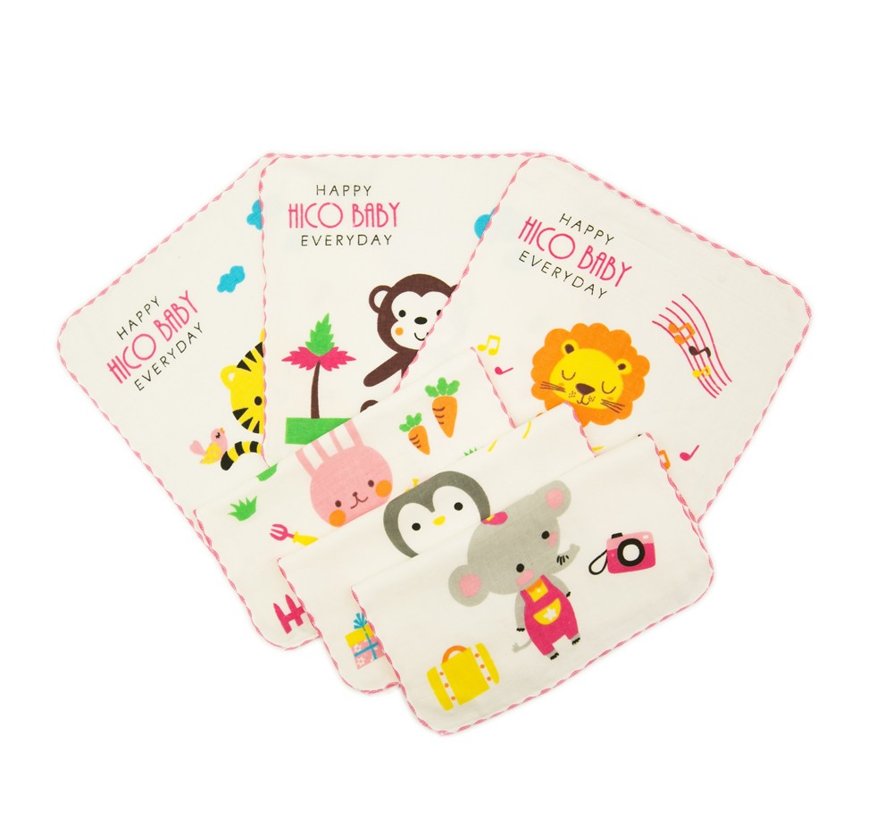 紗布童趣小方巾-可愛小動物組